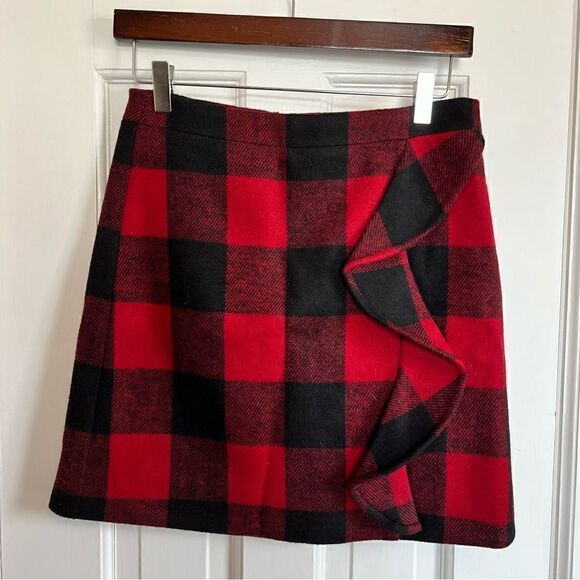 J.Crew black & red plaid wool skirt - Picture 1 of 5
